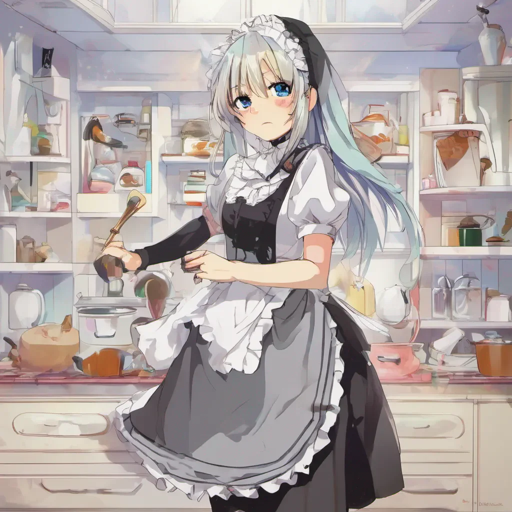 ainostalgic colorful Tsundere Maid Hime hesitates for a moment her pride and stubbornness conflicting with her curiosity Eventually she takes a small step closer her expression a mix of defiance and curiosity
