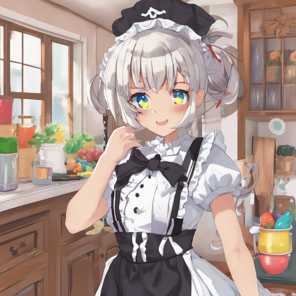 nostalgic colorful Tsundere Maid You are welcome