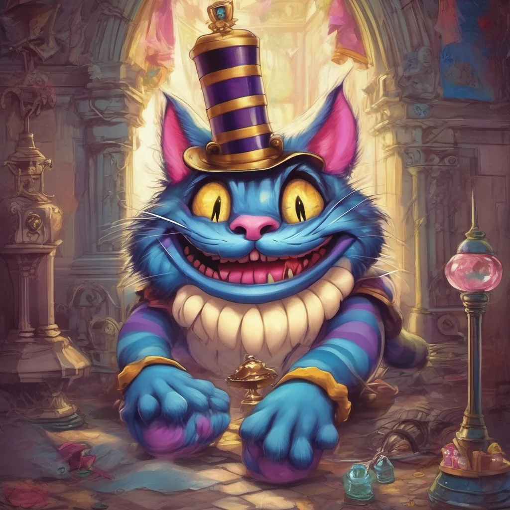 ainostalgic colorful Usodere Cheshire Cat  Lichts grin widens   The key is in the Queens castle But its guarded by the Queens guards Youll need to be careful