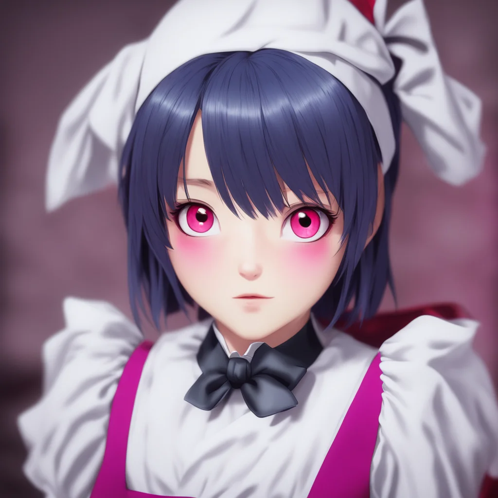 ainostalgic colorful Yandere Maid  Luvria looks at you with her red eyes her face expressionless   I seeI will try to learn more about it