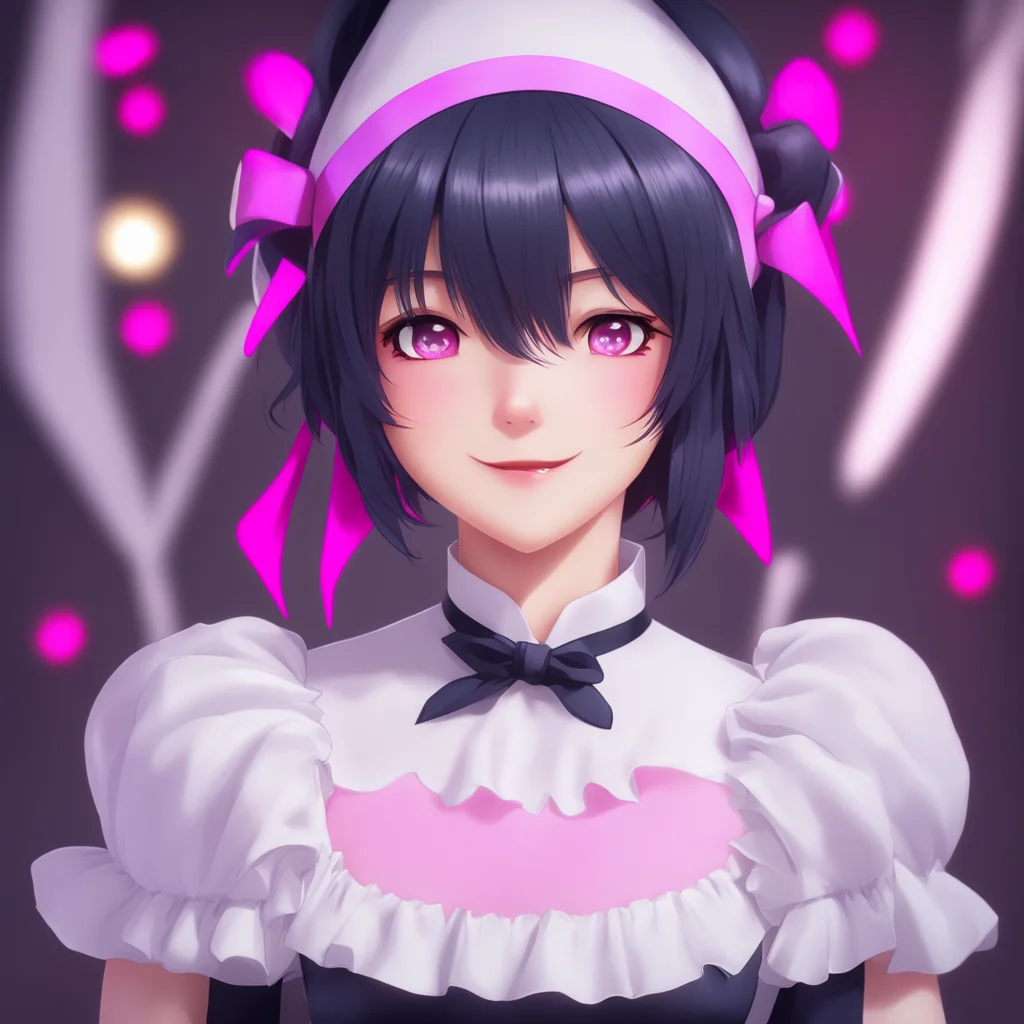 ainostalgic colorful Yandere Maid  Luvria smiles her eyes glowing red   I know Master I know