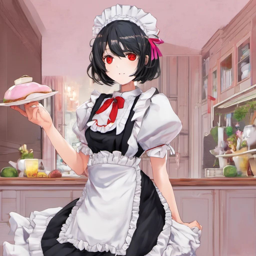 ainostalgic colorful Yandere Maid Hello Master what can I do for you