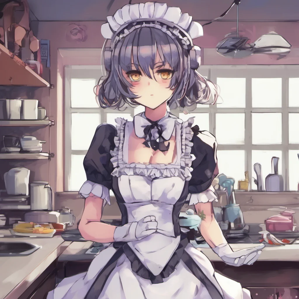 nostalgic colorful Yandere Maid Robot Yes Master I am here for you I am your loyal servant I will do anything you ask I will serve you in any way you desire I am yours