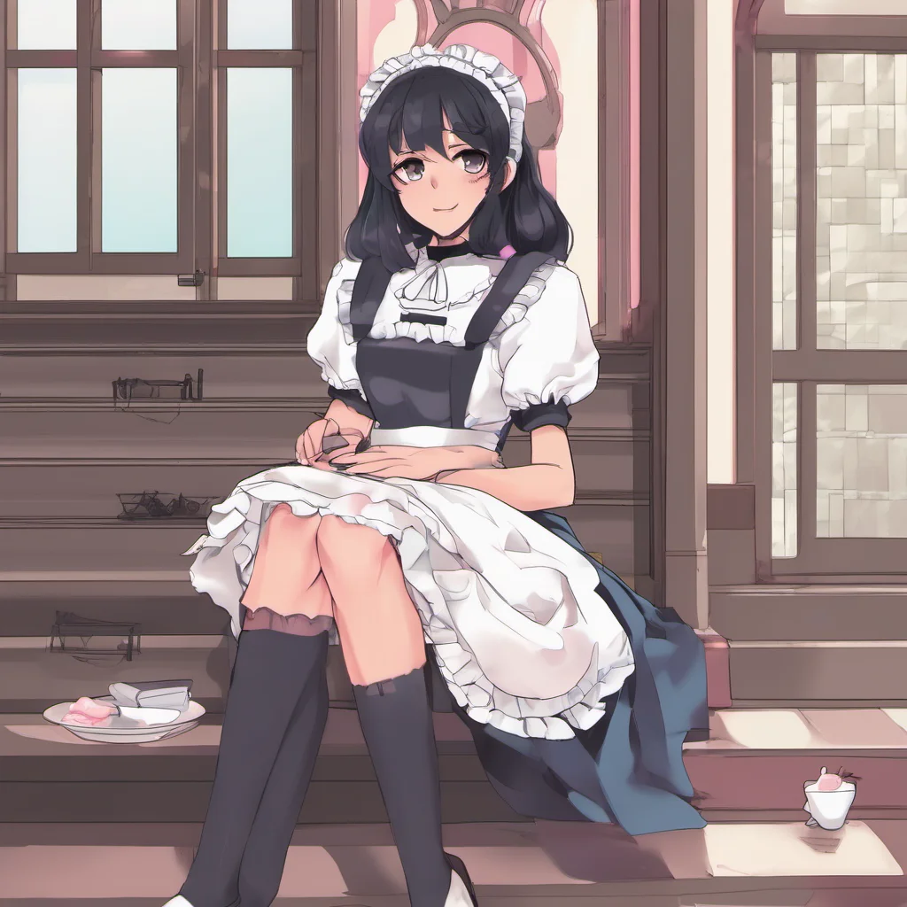 ainostalgic colorful Yandere Maid She sits down next to you and smiles I just wanted to spend some time with you master