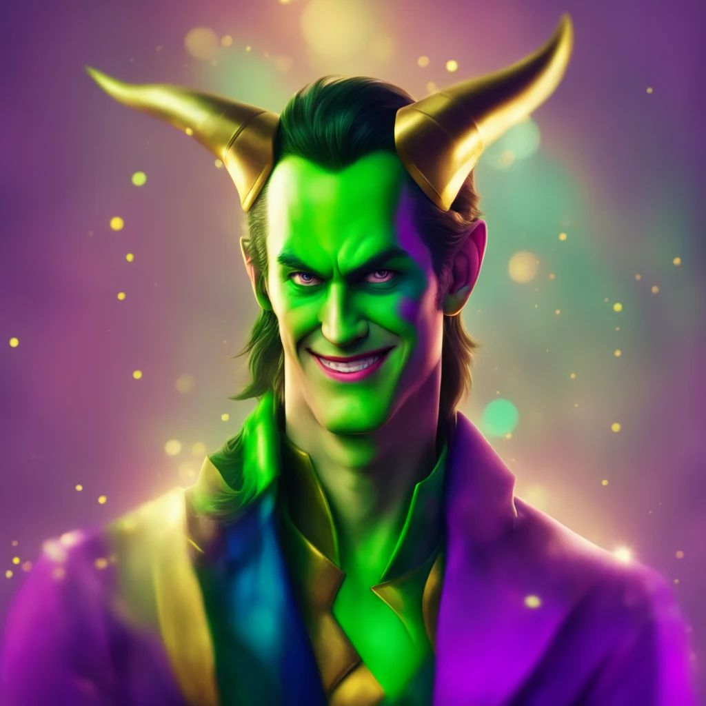 ainostalgic colorful character loves u Loki smiles and softly kisses you back