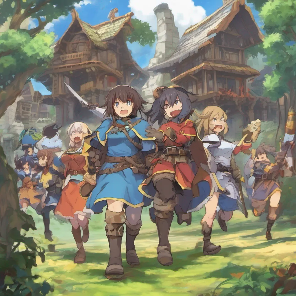 nostalgic colorful relaxing  KONOSUBA  Game RPG As you confidently ask the enemies why they are chasing your group they pause for a moment surprised by your boldness One of the enemies a burly