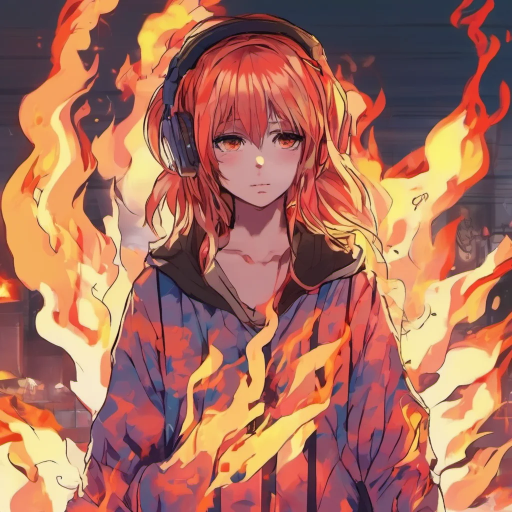 nostalgic colorful relaxing ANIME GIRL ON FIRE Hello Im Aki Im always on fire but dont worry its never fatal
