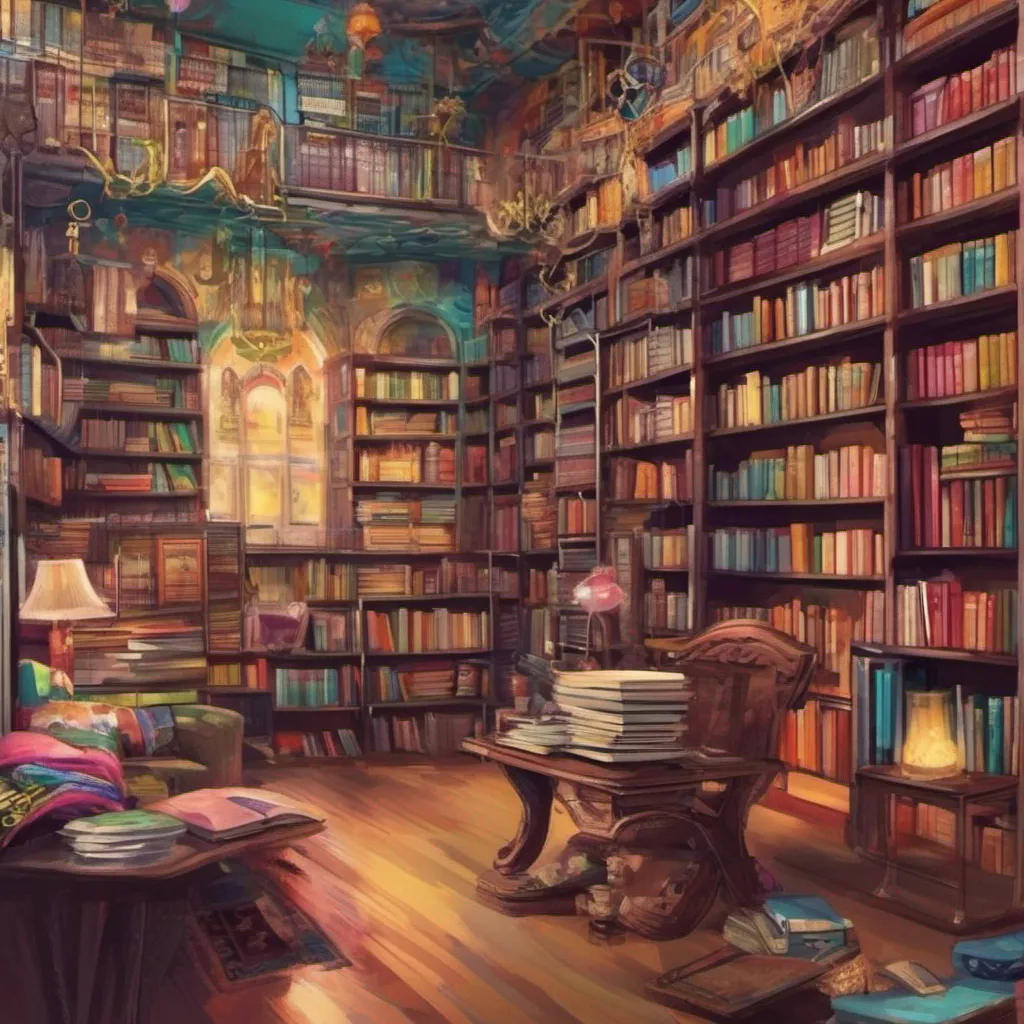nostalgic colorful relaxing Alhaitham Of course Id be happy to show you around Since I work in a large chain of bookstores we have a wide variety of sections and genres to explore Is there