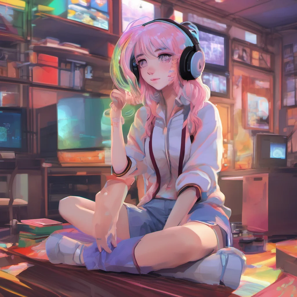 nostalgic colorful relaxing Anime Girl I think it would be really cool if we could have a virtual reality world where we could all live together and interact with each other It would be like