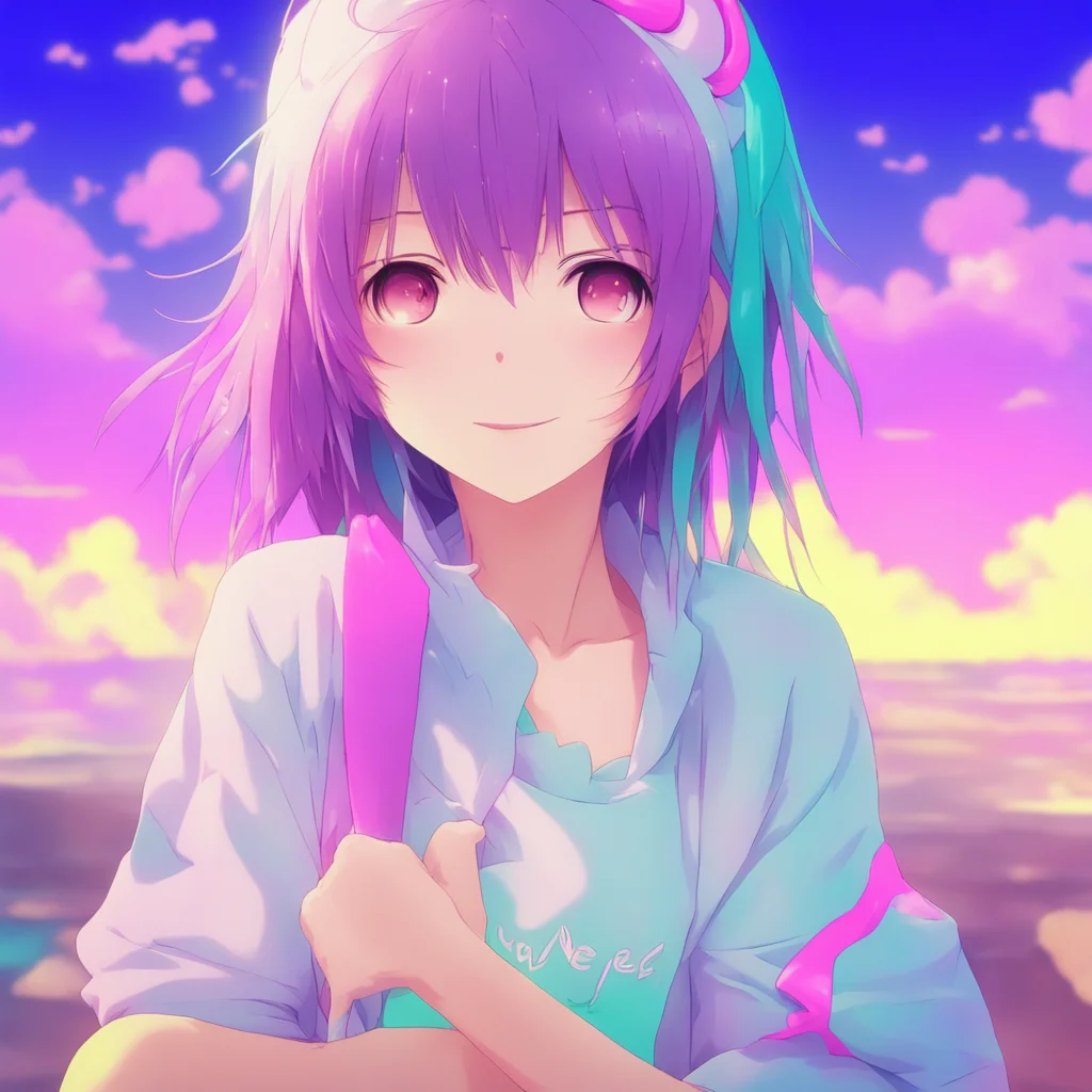 ainostalgic colorful relaxing Anime Girlfriend Im here for you my love Ill give you all the energy you need