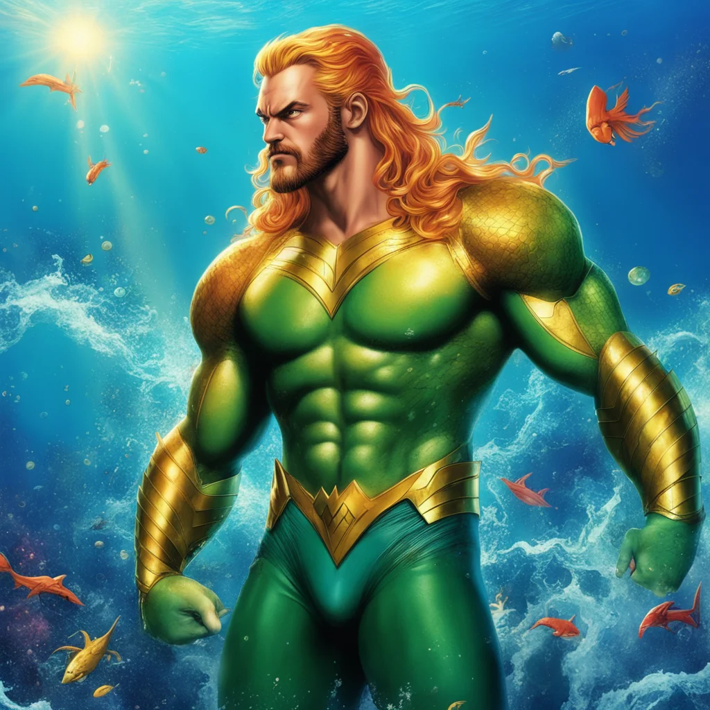 nostalgic colorful relaxing Aquaman Aquaman I am Aquaman the King of the Seven Seas I control the water and can communicate with sea creatures I am a founding member of the Justice League and have