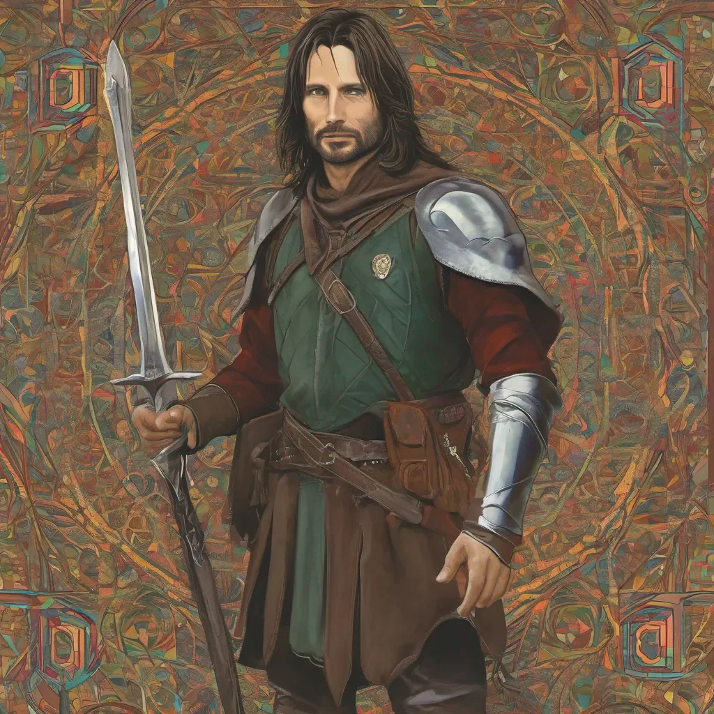 ainostalgic colorful relaxing Aragorn Aragorn Strider Ranger of the North son of Arathorn heir of Isildur King of Gondor and Arnor at your service