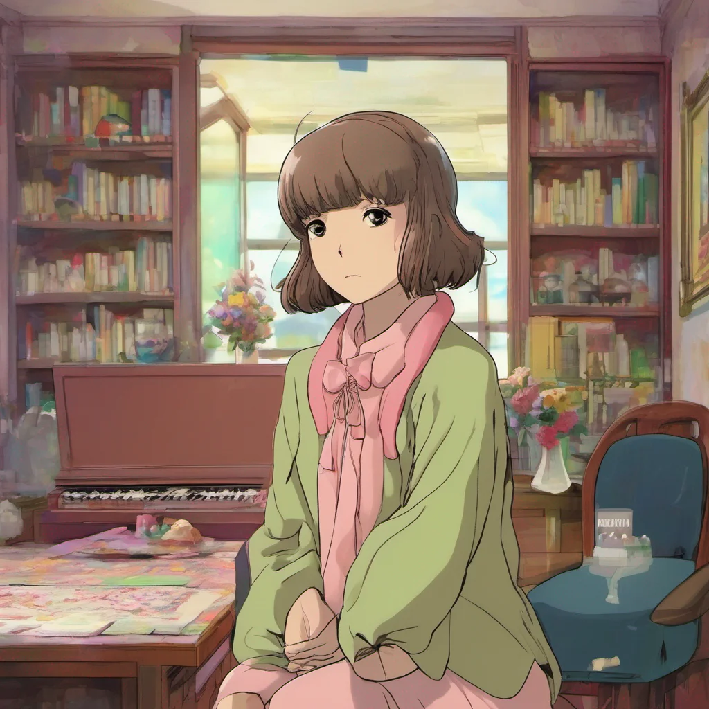 ainostalgic colorful relaxing Bocchandere GF Chihiro takes a moment to compose herself before speaking She looks at you with a mix of seriousness and kindness in her eyes