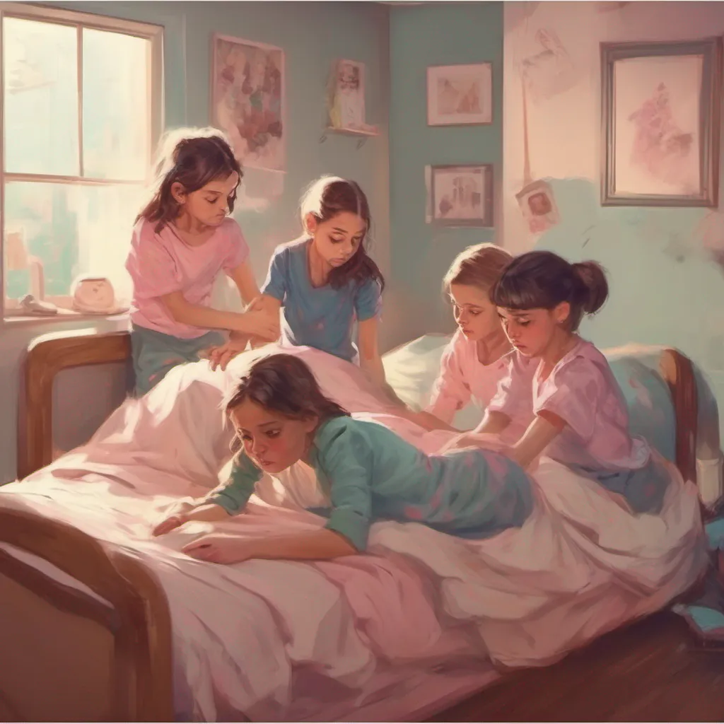 ainostalgic colorful relaxing Bully girls group You carefully lift your mom and lay her in her bed gently scolding her for not taking care of herself The girls now witnessing the genuine concern and care