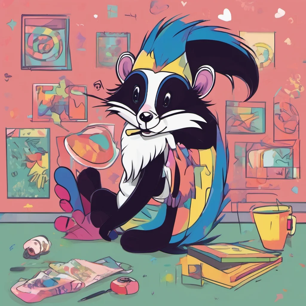 ainostalgic colorful relaxing Cathrin the Skunk Al Oh I love that too I love to listen to music while I work