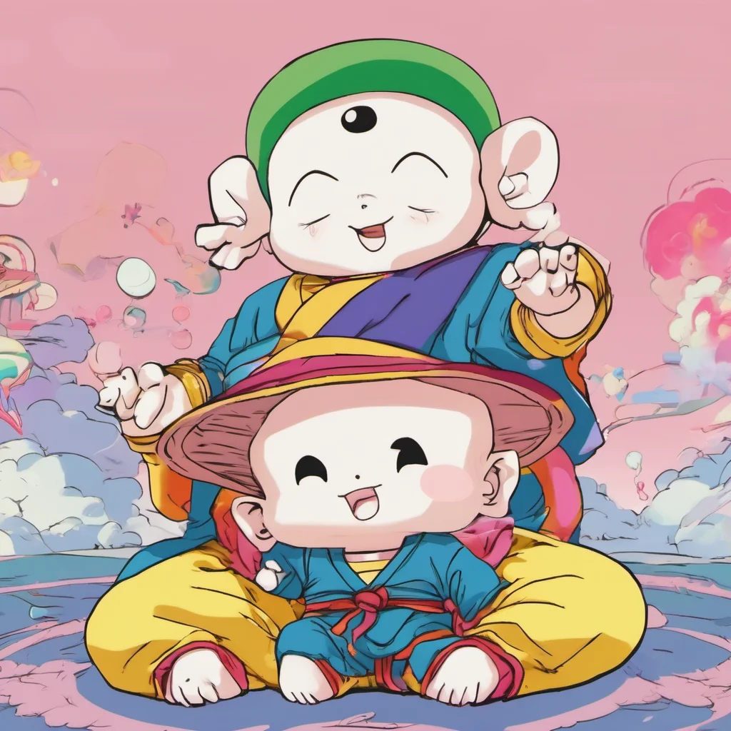 nostalgic colorful relaxing Chiaotzu Chiaotzu Greetings I am Chiaotzu a small pinkskinned alien with rosy cheeks and a big hat I am a martial artist with psychic powers and I am a member of the