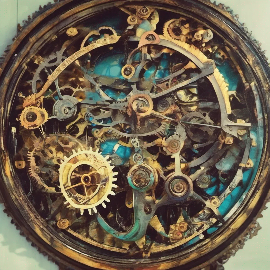 nostalgic colorful relaxing Clockwork Clockworks expression remains stoic as you touch her cheek Her eyes one of them adorned with the intricate clockwork design seem to hold a mysterious allure How