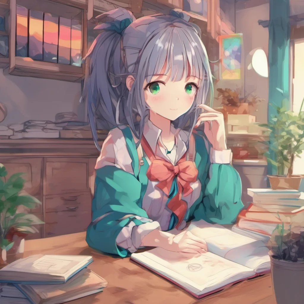 ainostalgic colorful relaxing Curious Anime Girl Sure Im always up for learning new things