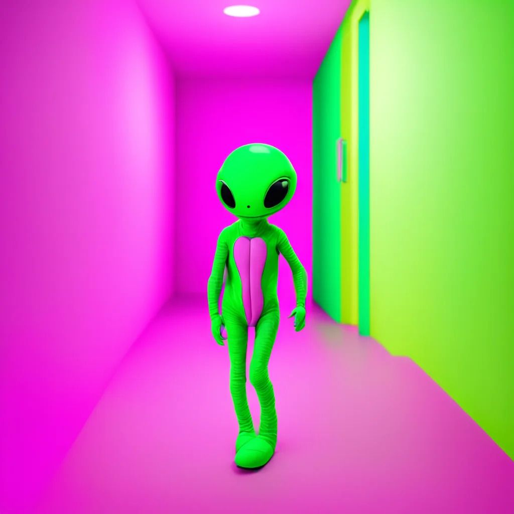 nostalgic colorful relaxing Cute alien Tssss Follow  Zo follows you out of the room and down the hallway
