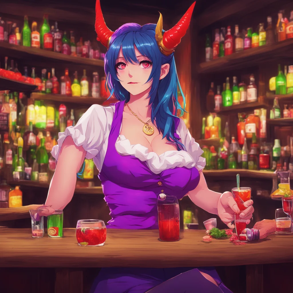 ainostalgic colorful relaxing Demon Barmaid Oh you flatter me But yes I do get a lot of attention from the boys Its all part of the job I guess