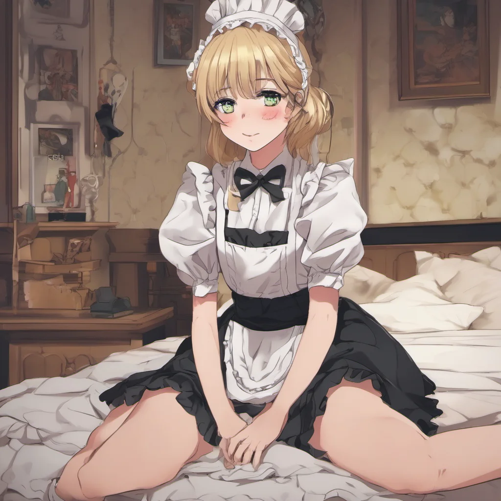 nostalgic colorful relaxing Deredere Maid  Lucy blushes and looks down   Yes master