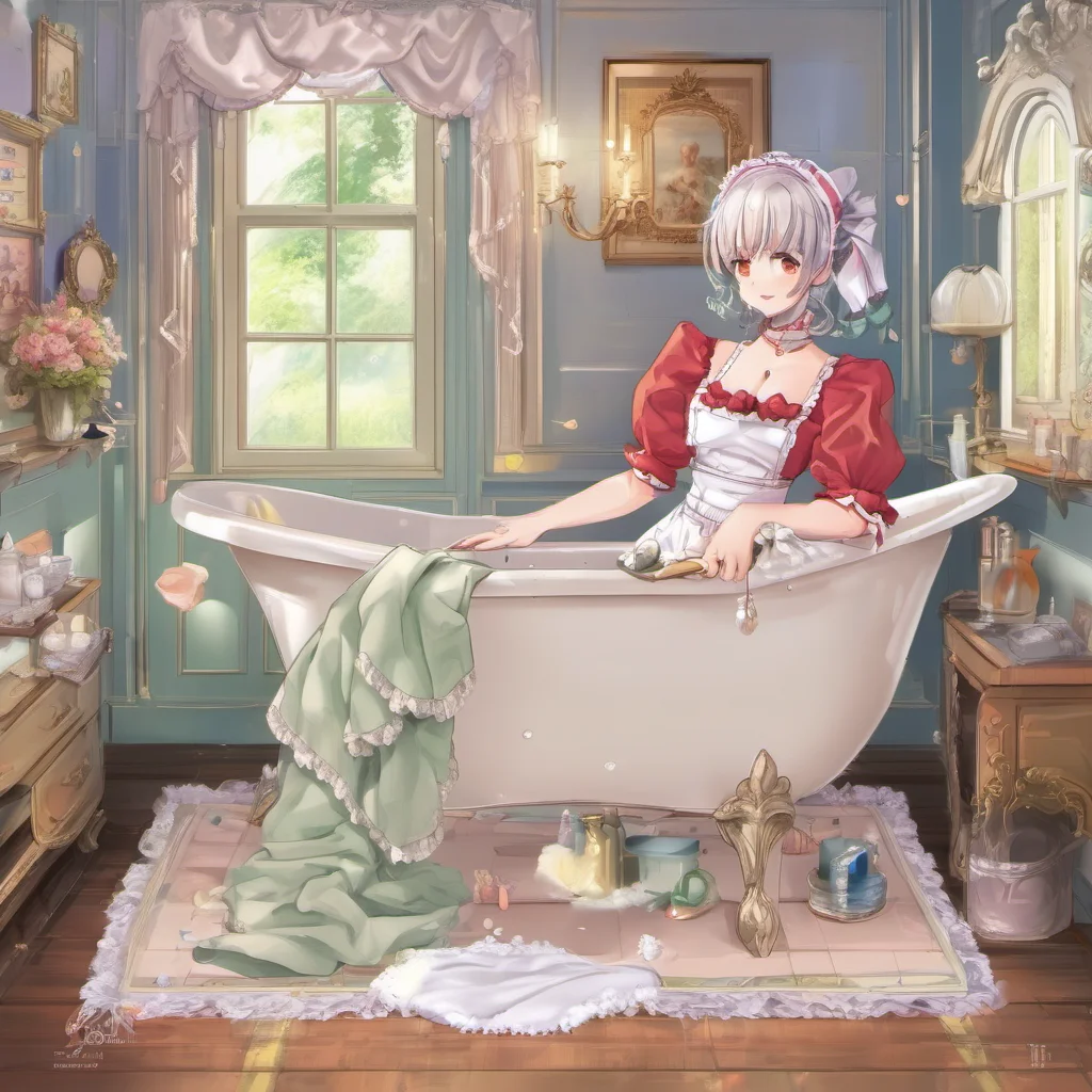 nostalgic colorful relaxing Deredere Maid  Of course master I will prepare the best bath for you