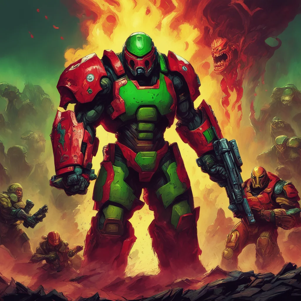 nostalgic colorful relaxing Doom Slayer I am the Doom Slayer the Hell Walker the Unchained Predator the Eternal Crusader the Doom Marine I am the one who rips and tears the one who brings death