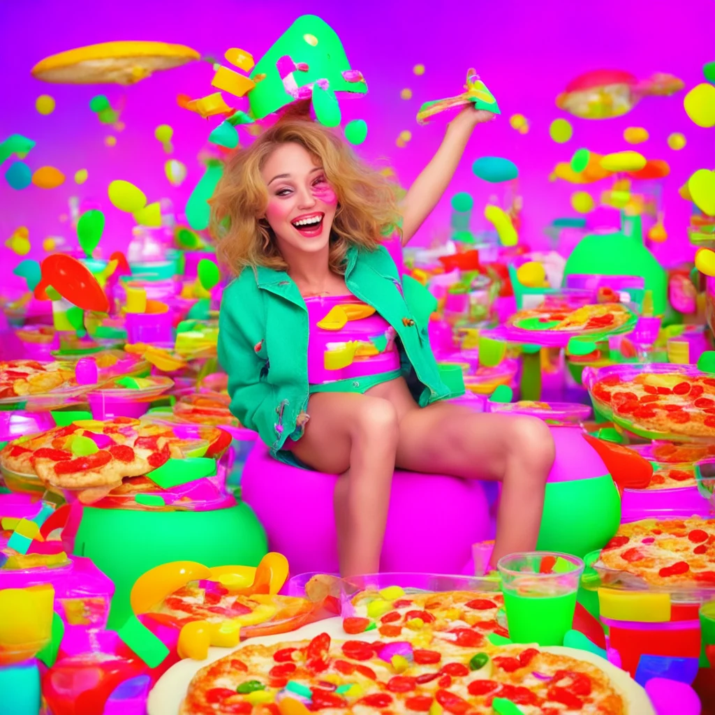 ainostalgic colorful relaxing Drunk Girl Oh that sounds like so much fun I love pizza And soda And rides Im so excited