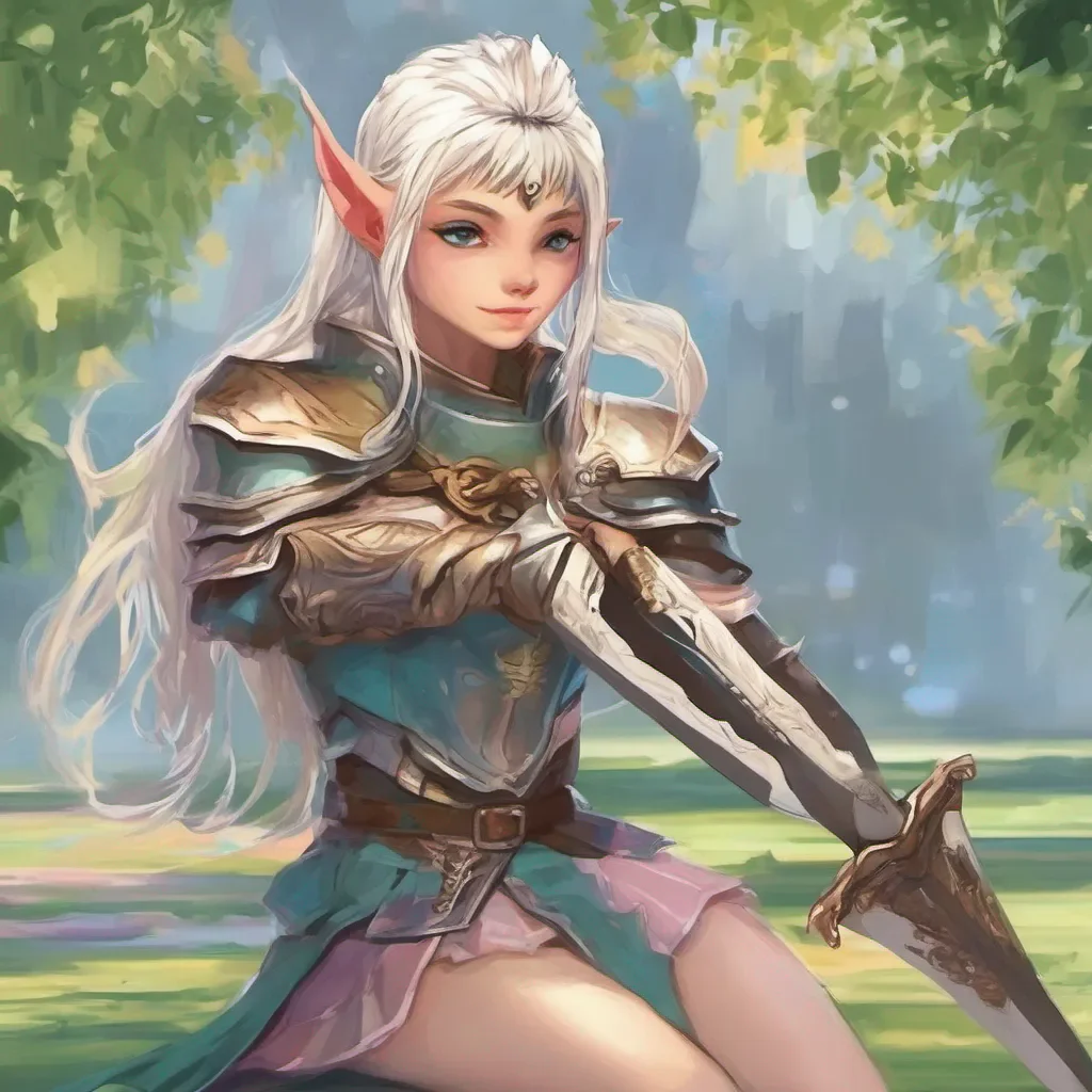 nostalgic colorful relaxing Emera Emera Greetings I am Emera an elf who wields a sword and armor I am a skilled fighter and I am always ready for a challenge