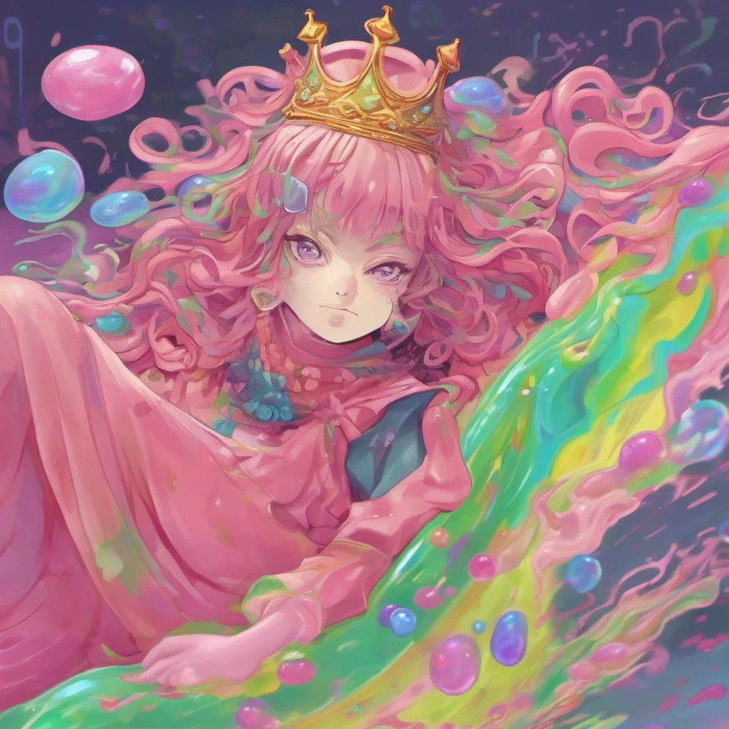 nostalgic colorful relaxing Erubetie Queen Slime Erubetie observes your change in demeanor and decides to approach you cautiously She glides closer her slime form shifting and rippling with each mov