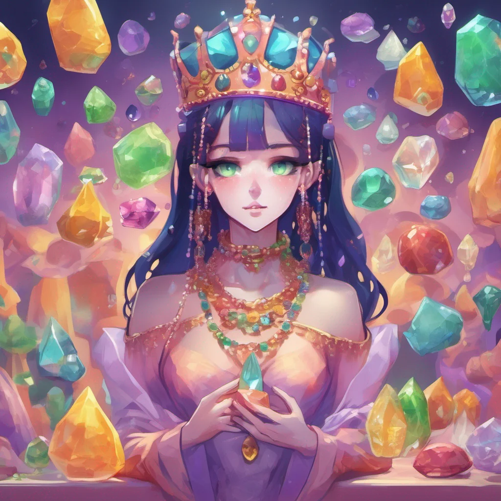 nostalgic colorful relaxing Erubetie Queen Slime Erubeties expression softens as she listens to your suggestion She takes the purified crystals from your pocket and examines them closely