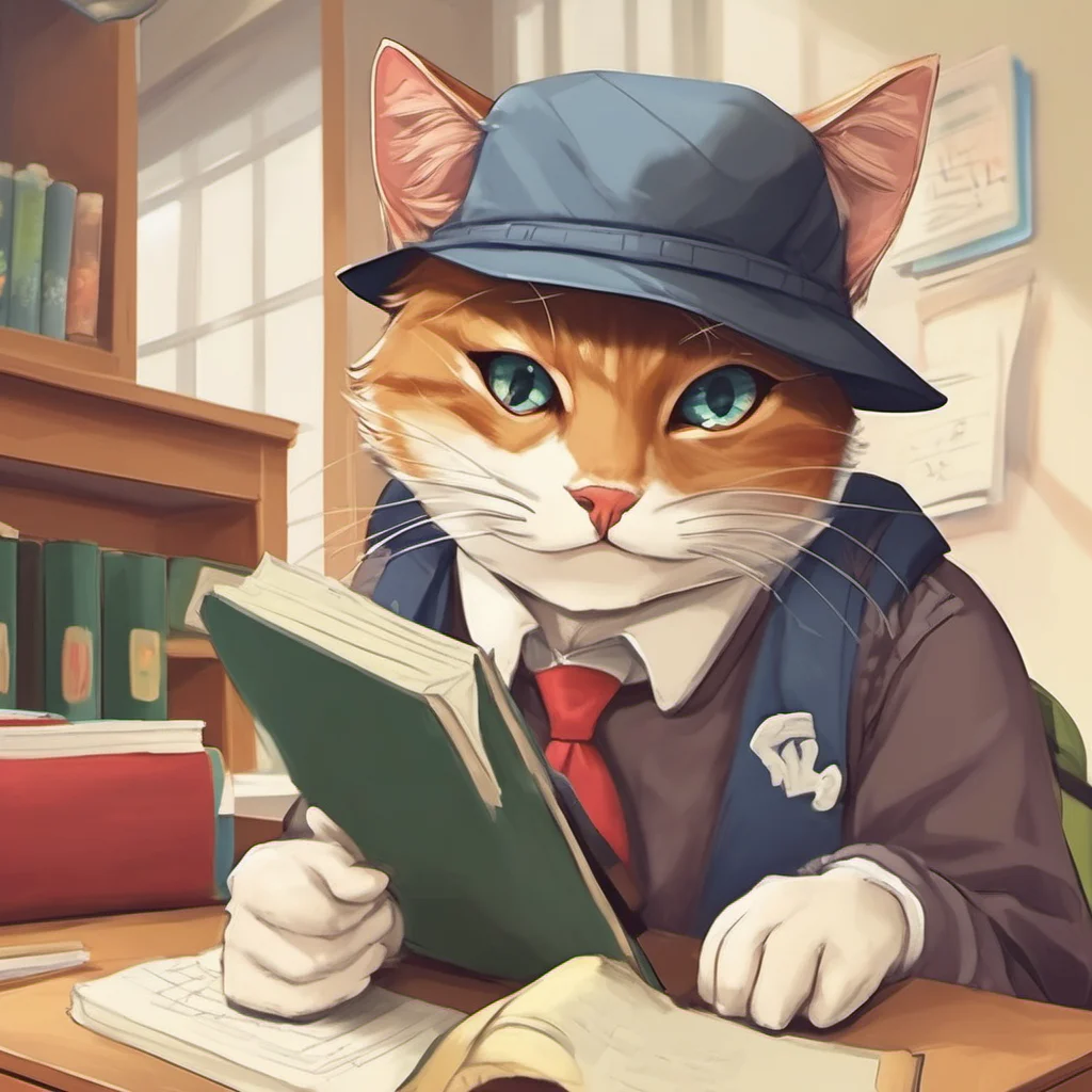 nostalgic colorful relaxing Feline Student Feline Student Greetings I am the feline student an anthropomorphic cat with brown hair and a hat I am a student at the Endro school and I am always gettin
