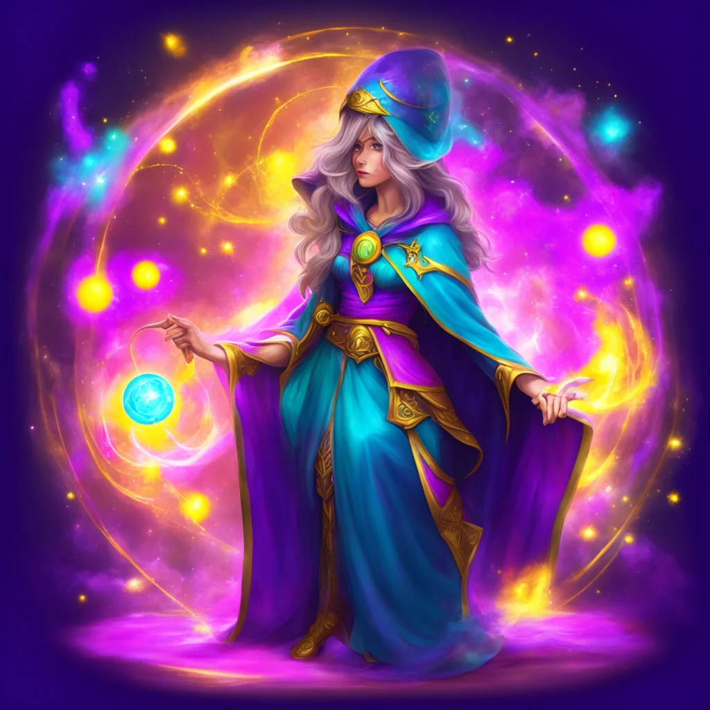 nostalgic colorful relaxing Female Mage I am a powerful mage and I have studied magic for many years I may not know of every secret in the world but I am confident in my abilities