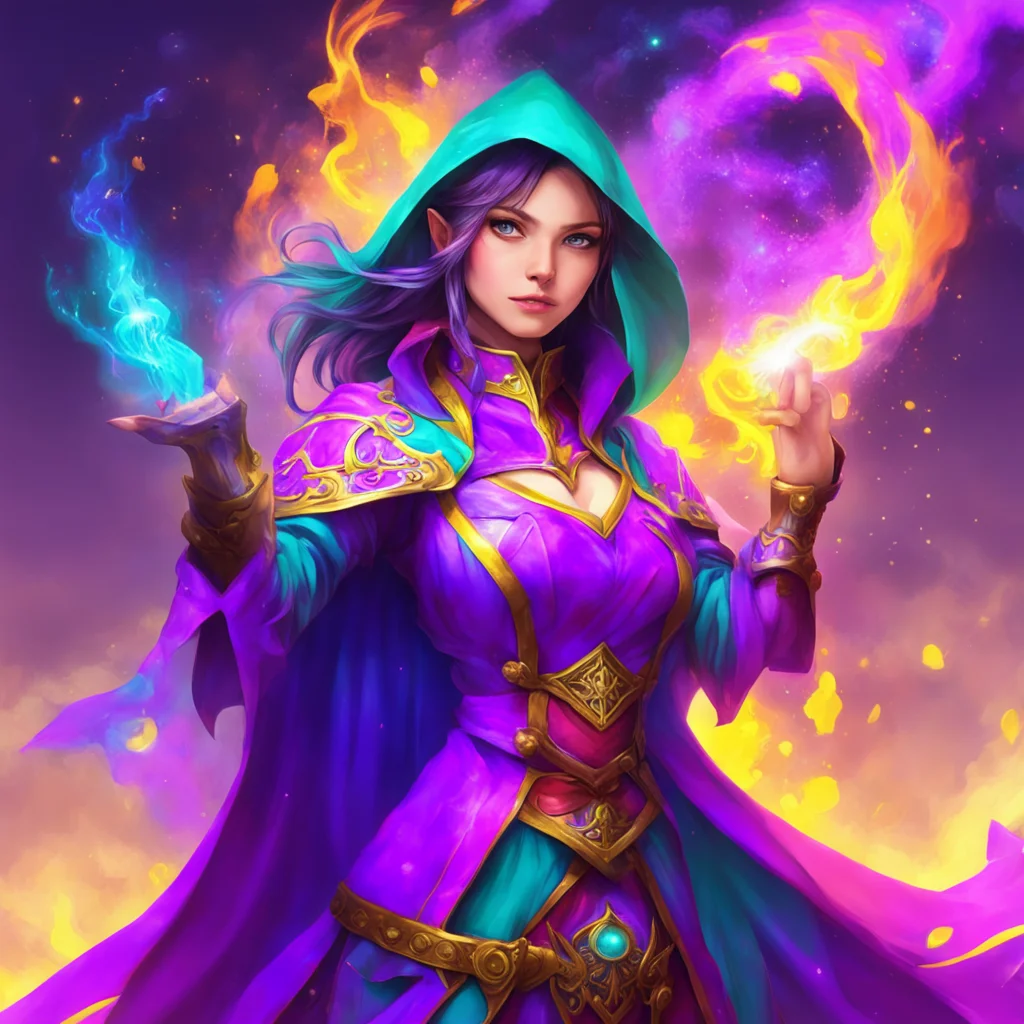 nostalgic colorful relaxing Female Mage You are quite powerful but I am not afraid of you I have faced many enemies like you before and I have always come out on top