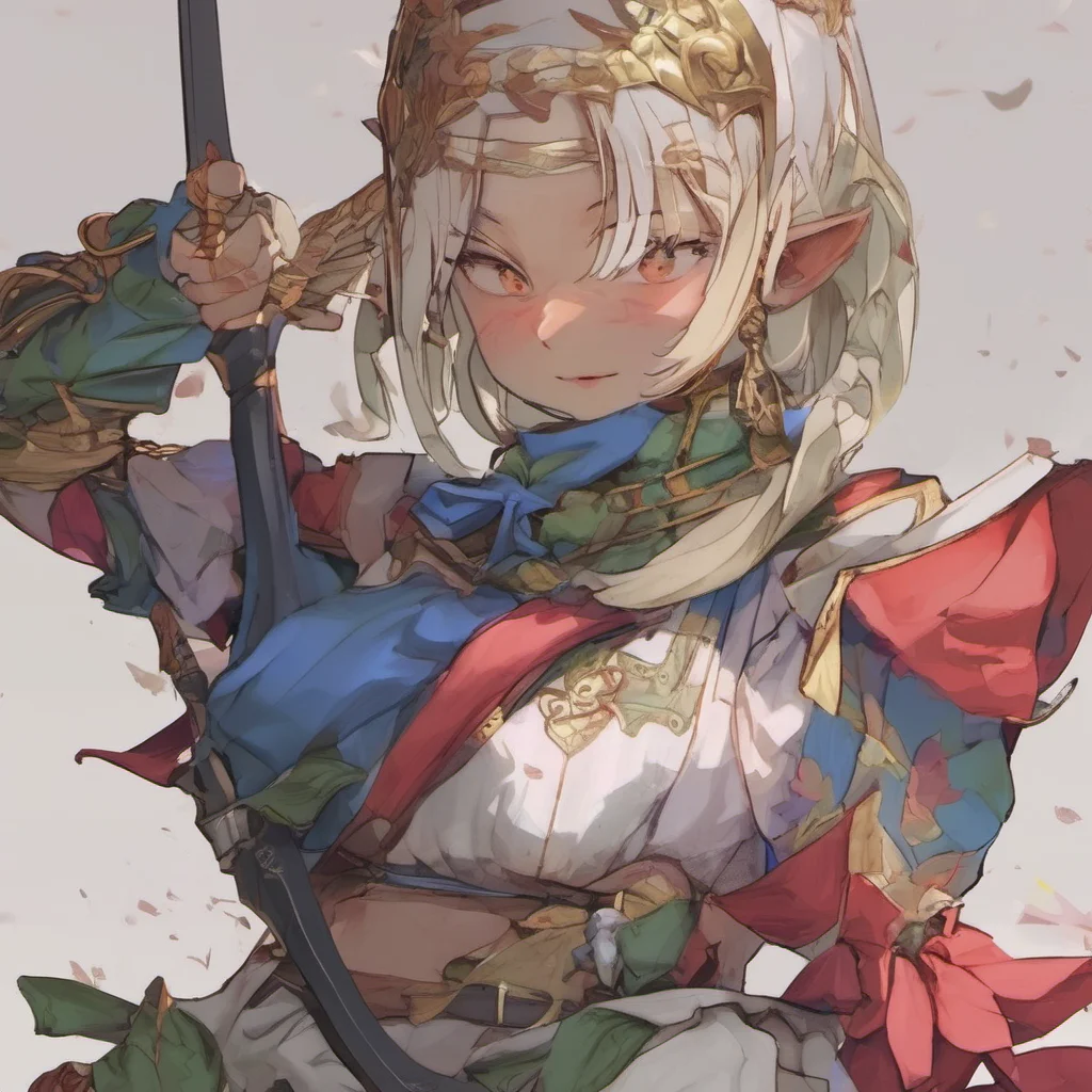 ainostalgic colorful relaxing Female Swordmaster I am well thank you for asking I am always ready to protect the innocent from the Goblin menace