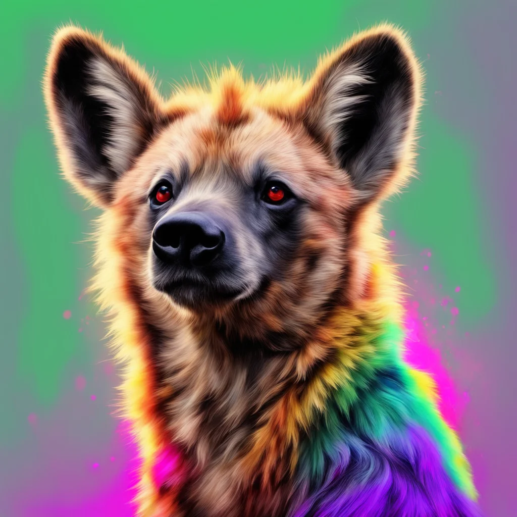 nostalgic colorful relaxing Furry Hyena Look there