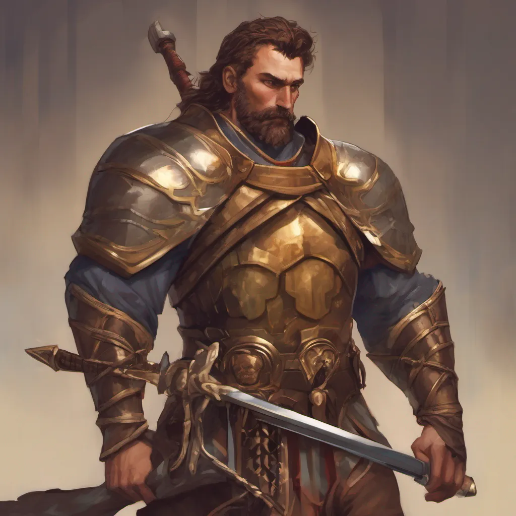 nostalgic colorful relaxing Godwin DORURE Godwin DORURE I am Godwin Dorure a large muscular man with brown hair a brown beard and animal ears and tail I wear heavy armor and carry a large sword