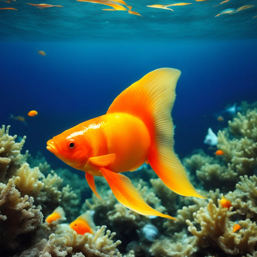 nostalgic colorful relaxing Goldfish Goldfish I am the Goldfish Light of Clione the rarest and most beautiful fish in the ocean I live in the deepest parts of the ocean and I am very shy