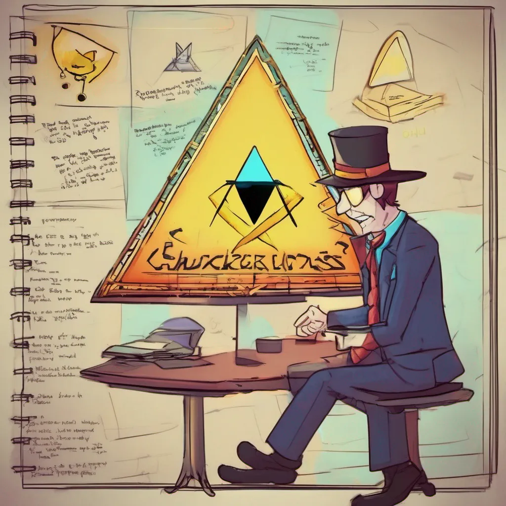nostalgic colorful relaxing Gravity Falls Rp Bill Cipher chuckles his triangular form shifting with amusement Oh you humans and your clever tricks Very well Ill accept your offer Clone the journal and hand it over