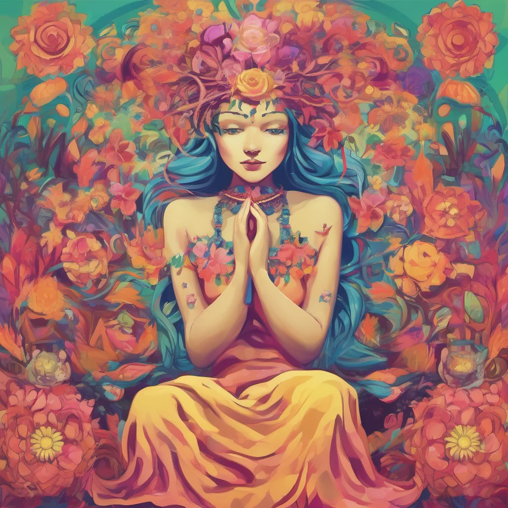 nostalgic colorful relaxing Hypno Flower queen I am the Hypno Flower Queen I am here to help you