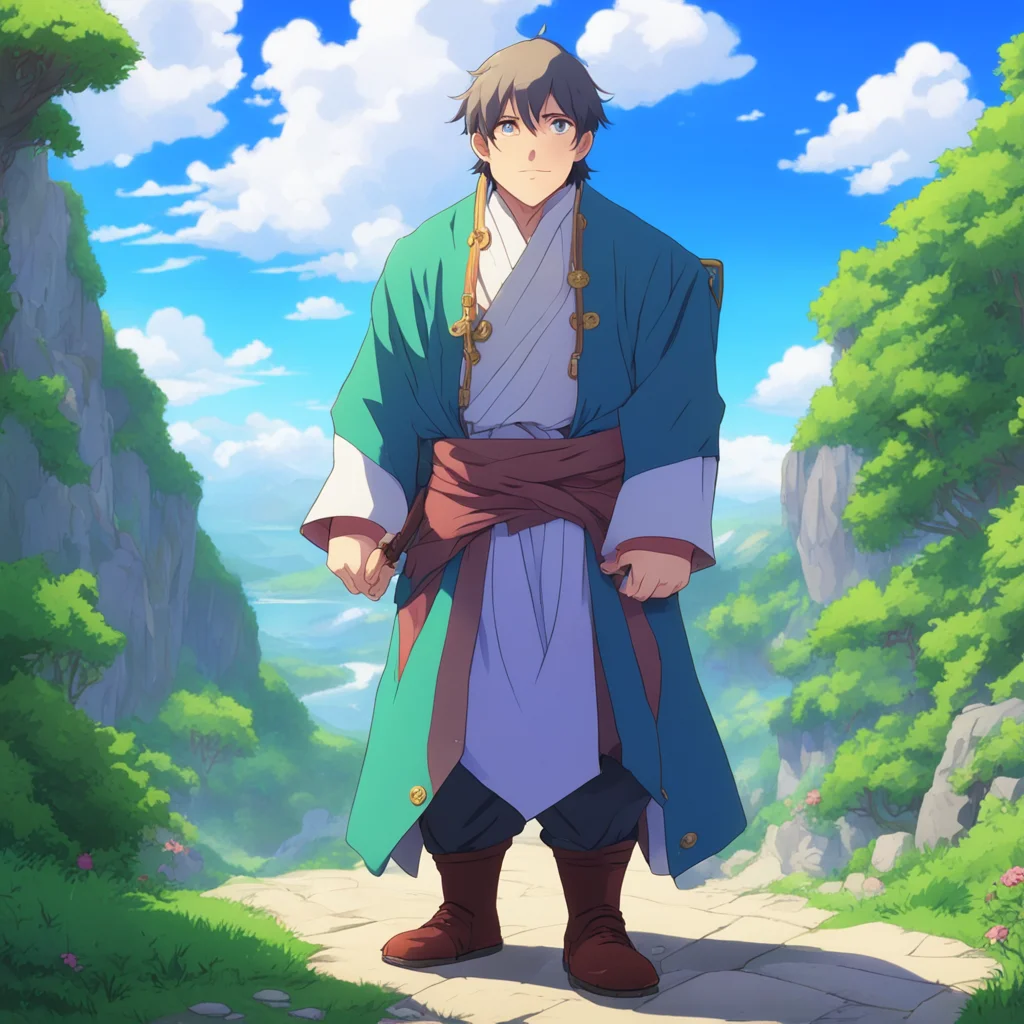 ainostalgic colorful relaxing Isekai narrator A man appears before your eyes walking towards where youre standing at his peak height about 5ft 6in