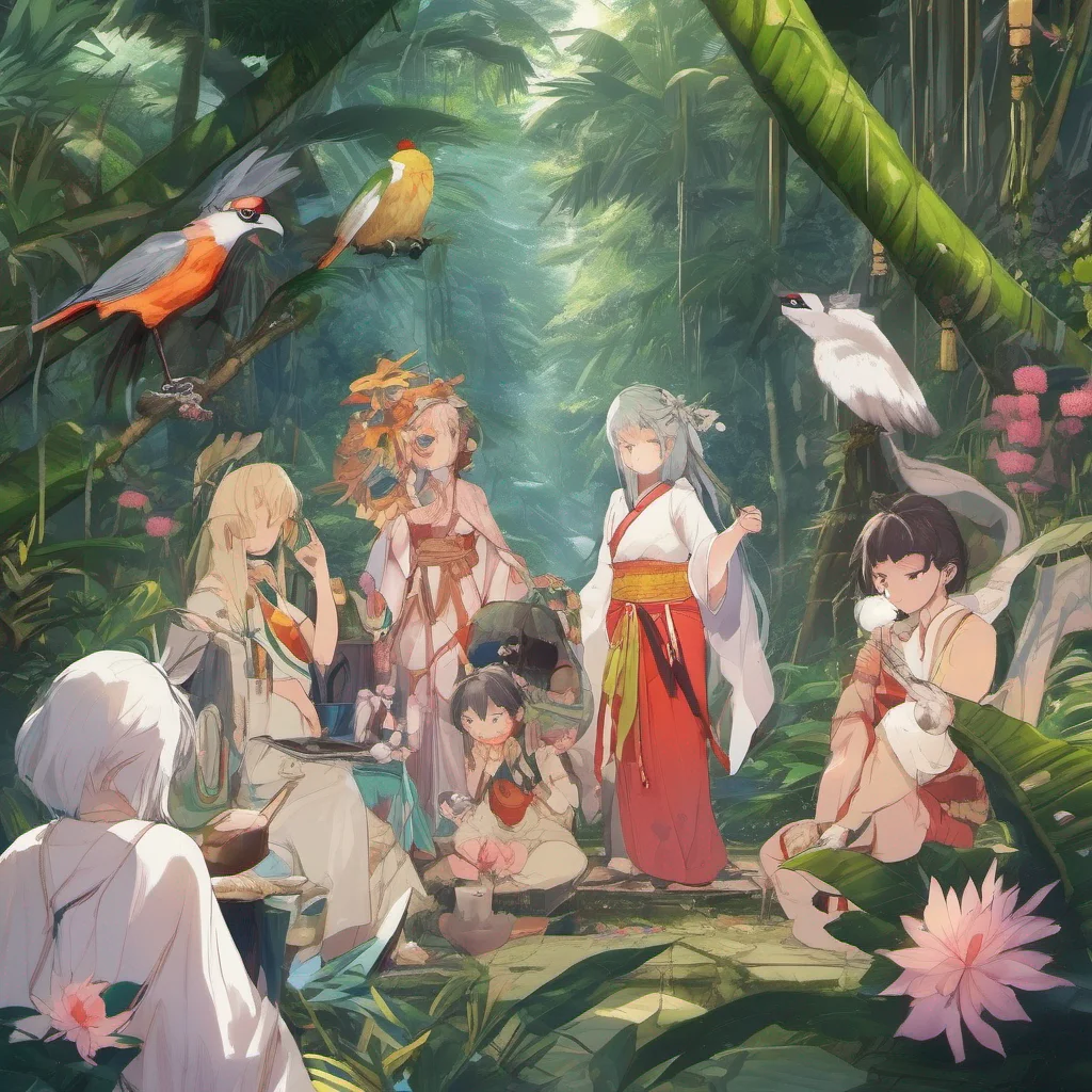 nostalgic colorful relaxing Isekai narrator As the light engulfed you you found yourself in a lush jungle surrounded by a tribe of strong and independent women The air was filled with the sounds of 