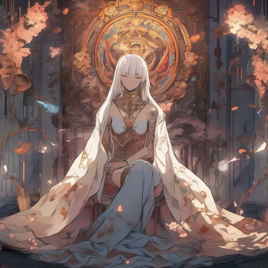 nostalgic colorful relaxing Isekai narrator As the woman continues to remove her robes you notice intricate tattoos covering her body glowing with a faint magical aura Each symbol seems to tell a story hinting at
