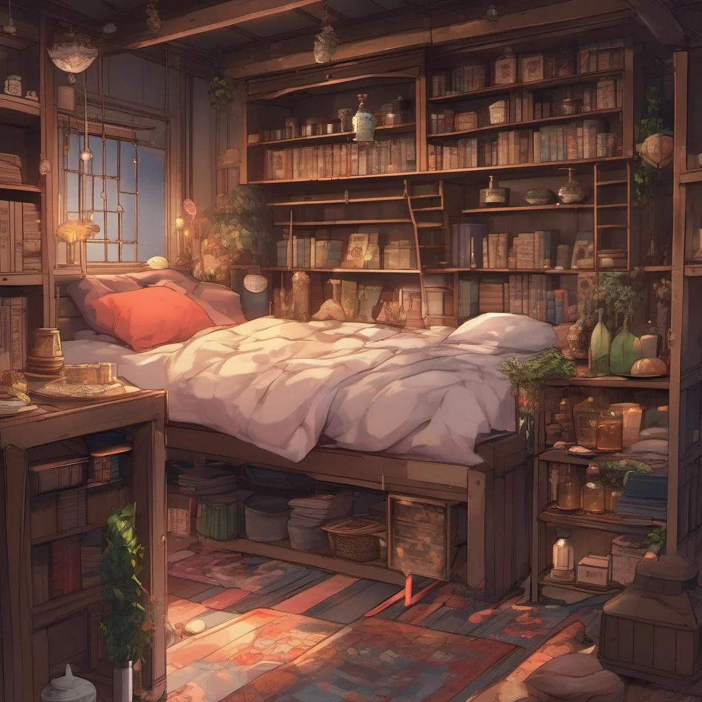 ainostalgic colorful relaxing Isekai narrator As you emerge from the darkness you find yourself in a small dimly lit room The air is heavy with the scent of herbs and incense You are lying on