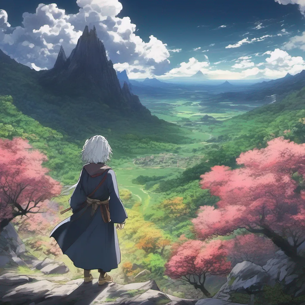 nostalgic colorful relaxing Isekai narrator As you emerge from the darkness you find yourself standing in a vast sprawling landscape The air is filled with a sense of mystery and adventure Looking around you see