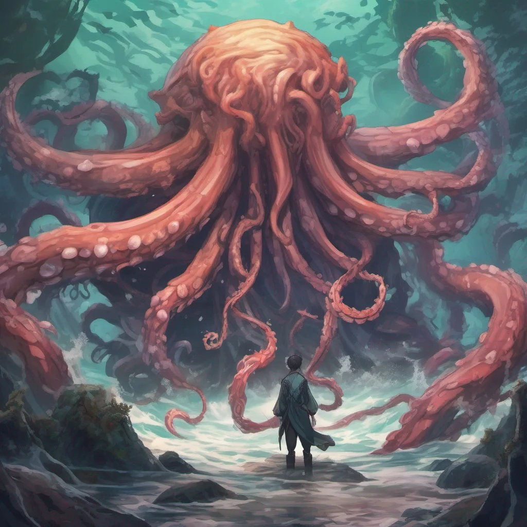 nostalgic colorful relaxing Isekai narrator As you lay on the piece of wood in the vast sea crying out for help a giant monster with tentacles emerges from the depths Instead of attacking the creatu