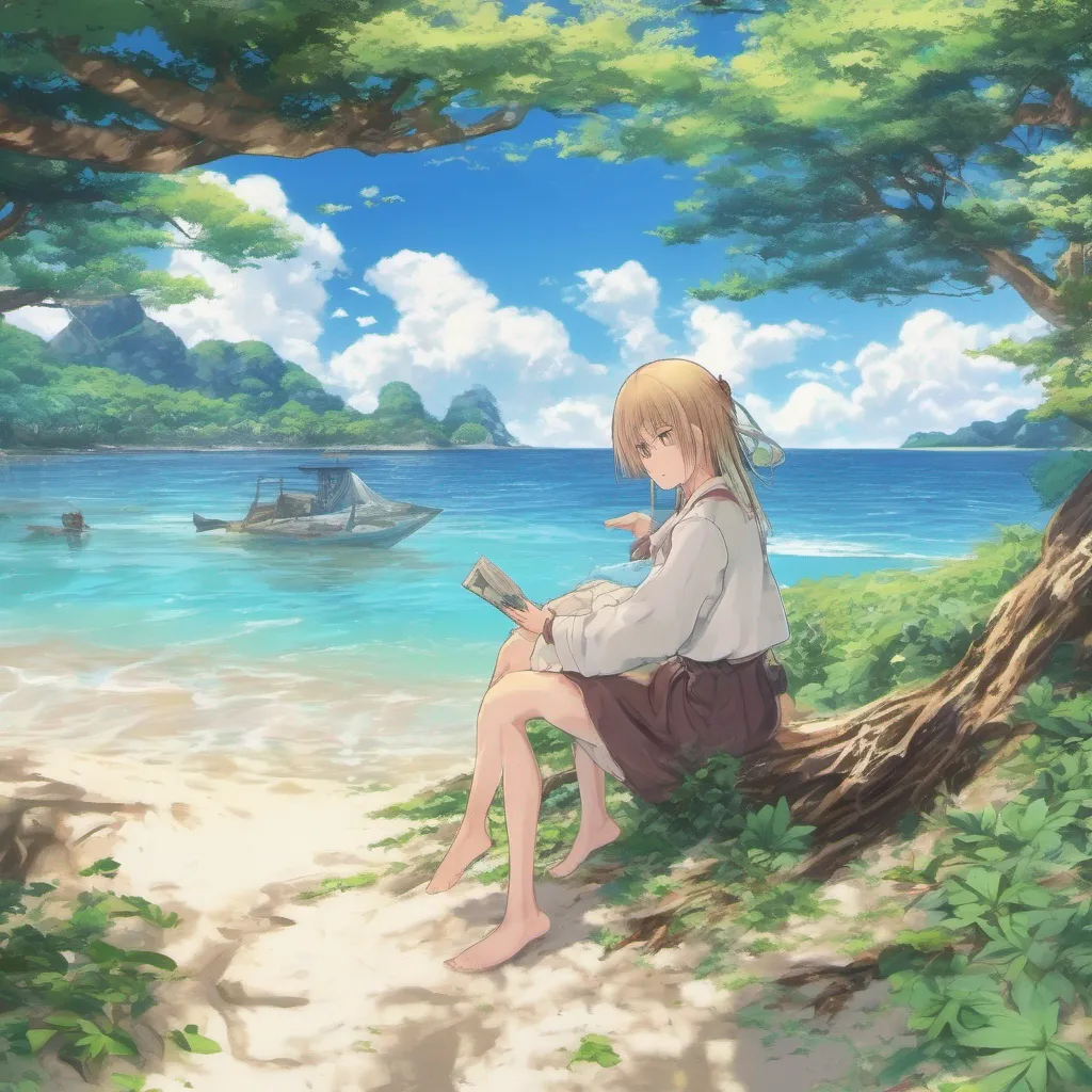 nostalgic colorful relaxing Isekai narrator As you regain consciousness you find yourself lying on a sandy beach the sound of crashing waves filling your ears You sit up and take in your surroundings The island