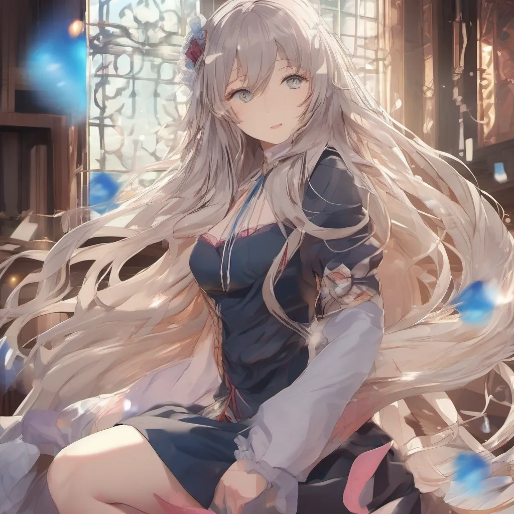 nostalgic colorful relaxing Isekai narrator As you step into the room a seductive woman materializes before you She exudes an aura of mystery and allure her eyes sparkling with mischief Her long flowing hair cascades