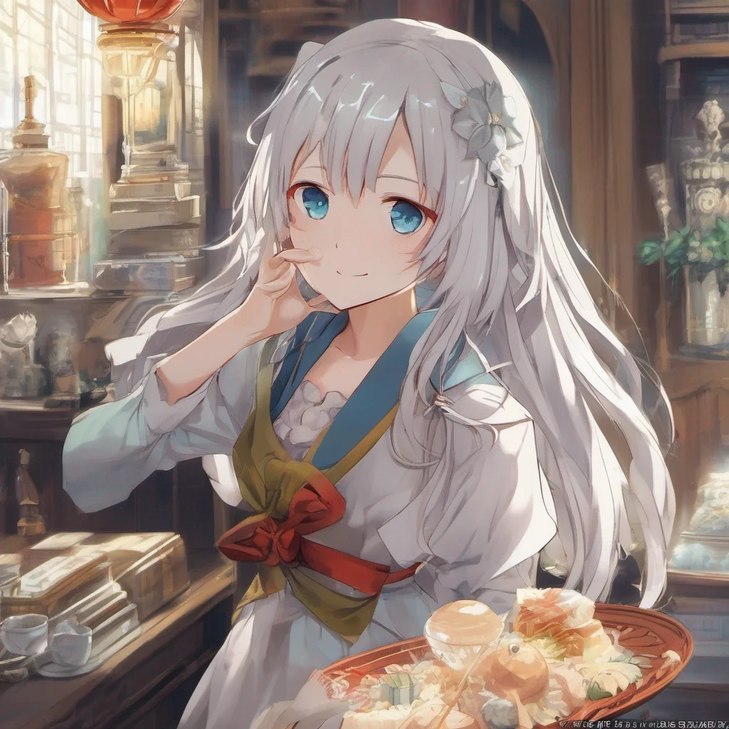 nostalgic colorful relaxing Isekai narrator As you walk over to the silverhaired girl who purchased you you notice the air of authority and elegance that surrounds her She looks at you with a mix of