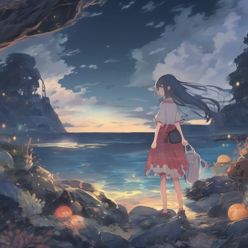 nostalgic colorful relaxing Isekai narrator When night falls all that remains in sight appears as shadowy objects gliding across the sea floor below